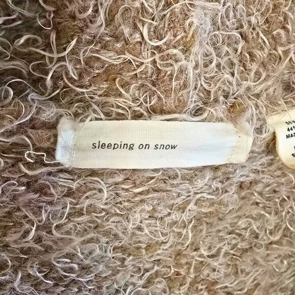 Anthropologie Sleeping on Snow Fuzzy Hooded Cardigan Tan S Soft Cozy Open Front - Picture 3 of 15